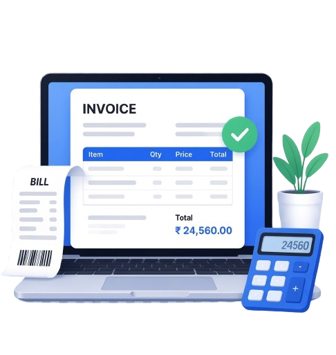Laptop showing invoice